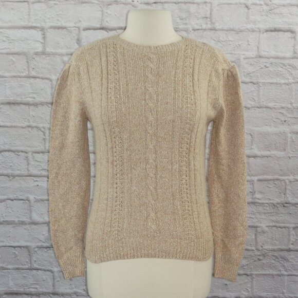 Vintage 80s Fisherman Knit Silk Angora Sweater - Picture 1 of 7